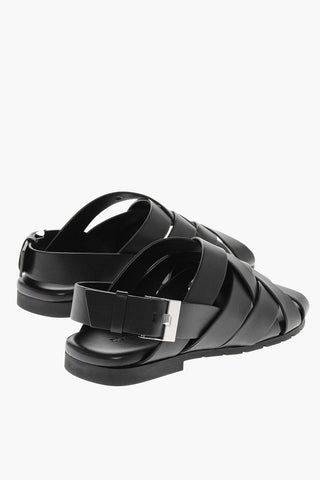 Sandali Slingback in Pelle Intrecciata