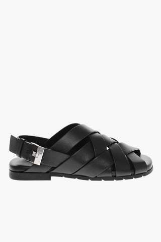 Sandali Slingback in Pelle Intrecciata