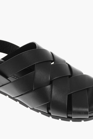 Sandali Slingback in Pelle Intrecciata