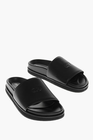 Leather Sandals with Frontal Logo