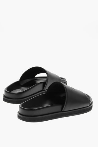 Leather Sandals with Frontal Logo