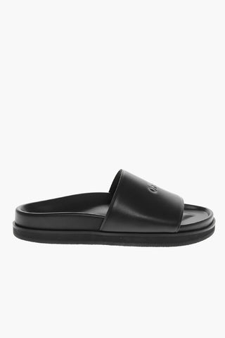 Leather Sandals with Frontal Logo