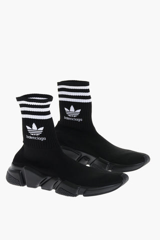 Fabric Sock High Top Sneakers with Rib Details