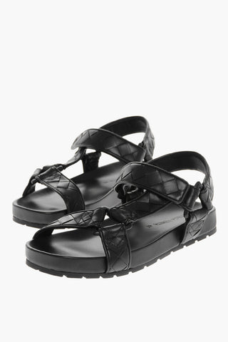 Braided Leather Sandals with Touch Strap Closure