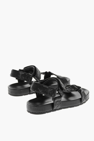 Braided Leather Sandals with Touch Strap Closure