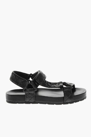 Braided Leather Sandals with Touch Strap Closure