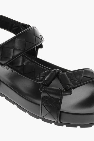 Braided Leather Sandals with Touch Strap Closure