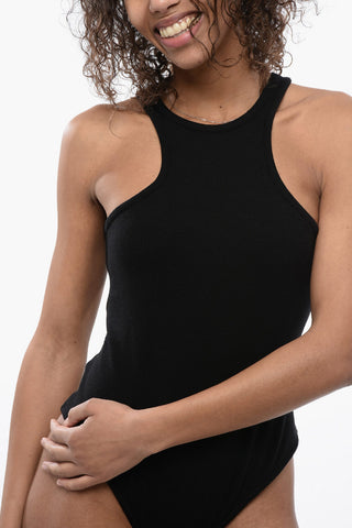 Body NORMA  in Tinta Unita a Costine con Scollo Racer
