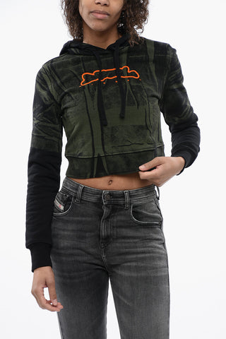 RED TAG Cropped Brushed-Cotton Hoodie F-SLIMMY with Flocked Logo