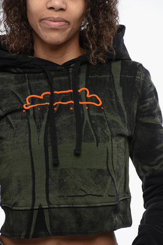 RED TAG Cropped Brushed-Cotton Hoodie F-SLIMMY with Flocked Logo