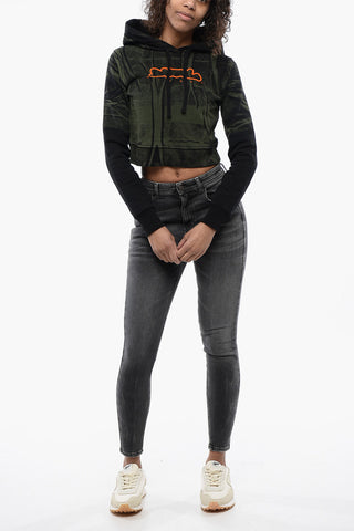 RED TAG Cropped Brushed-Cotton Hoodie F-SLIMMY with Flocked Logo
