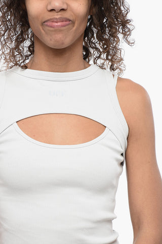 Ribbed-Fabric Double-Layer Mini Dress