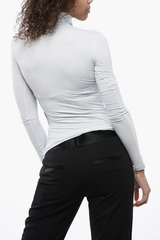 Top Stretchy a Collo Alto con Stampa Logo
