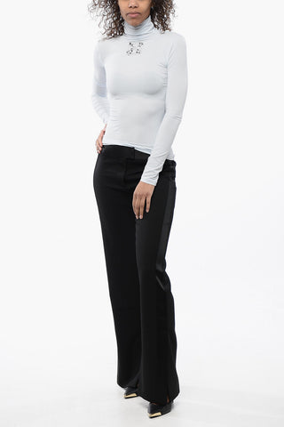 Stretchy Turtleneck Top with Printed Logo