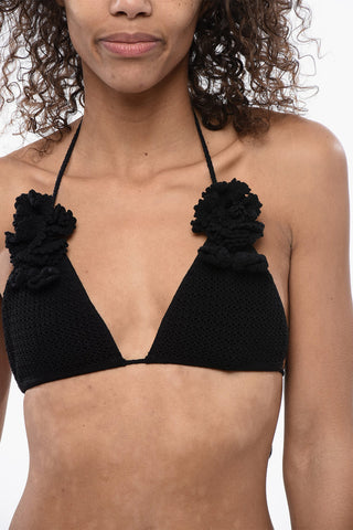 Bikini in Crochet con Applicazioni Floreali