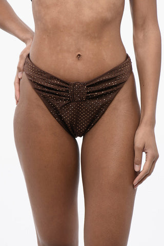 Drapierter Slip-Badeanzug mit Strass