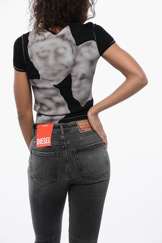 T-Shirt with Graphic Print and Exposed Seams
