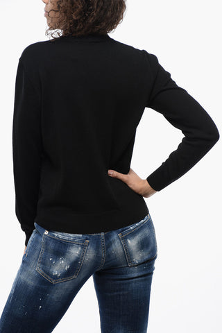 Virgin Wool Crew-neck Sweater with Embossed Logo