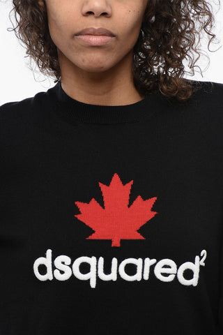 Virgin Wool Crew-neck Sweater with Embossed Logo