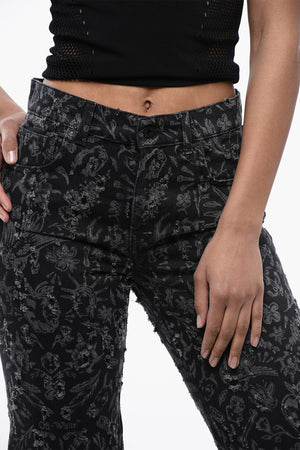 Jeans Lunghi a Gamba Dritta Svasati con Stampa Grafica All-Over 26cm