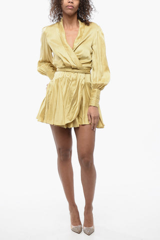 Long Sleeved Silk Wrap Dress