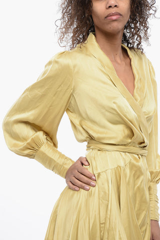 Long Sleeved Silk Wrap Dress
