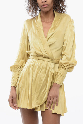 Long Sleeved Silk Wrap Dress