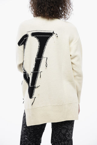 FOR EVER Asymmetrical Wool V-neck Cardigan