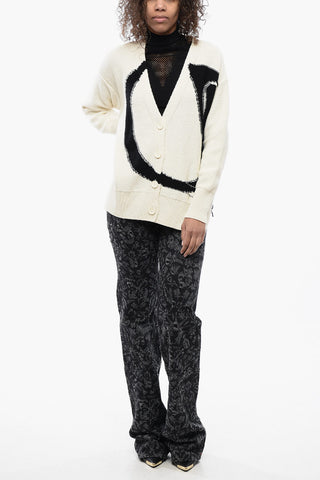 FOR EVER Asymmetrical Wool V-neck Cardigan