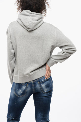 Felpa Hoodie in Tinta Unita con Logo Stampato