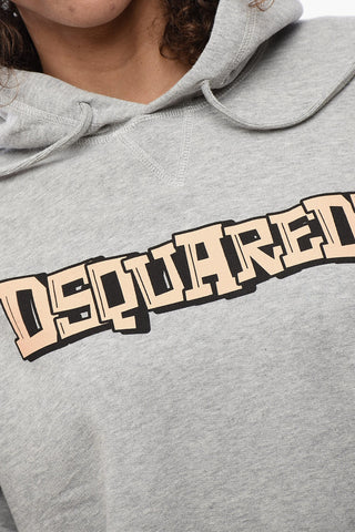 Felpa Hoodie in Tinta Unita con Logo Stampato