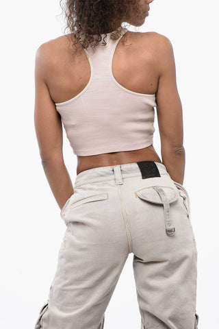 Acid-Washed Crop-Top with Embossed Logo