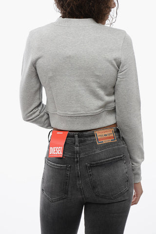 Crew Neck Cropped Sweatshirt with Lettering Logo