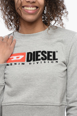 Crew Neck Cropped Sweatshirt with Lettering Logo