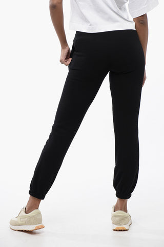 High-Waisted Brushed Cotton Joggers with Contrasting Monogram