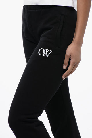 High-Waisted Brushed Cotton Joggers with Contrasting Monogram