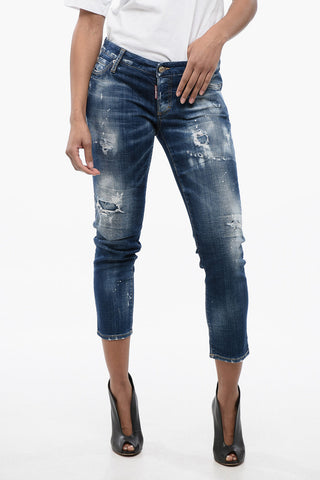 Distressed Effect JENNIFER CROPPED JEANS Denims 16cm