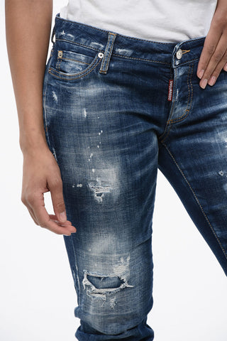 Distressed Effect JENNIFER CROPPED JEANS Denims 16cm