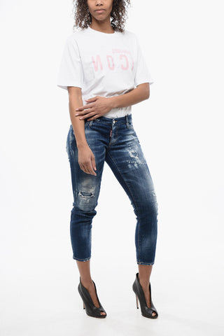 Distressed Effect JENNIFER CROPPED JEANS Denims 16cm