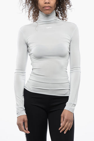 Stretchy Turtleneck Top with Logo