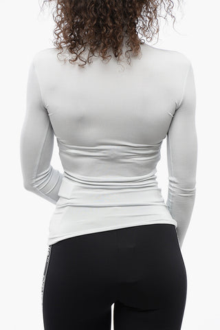 Stretchy Turtleneck Top with Logo