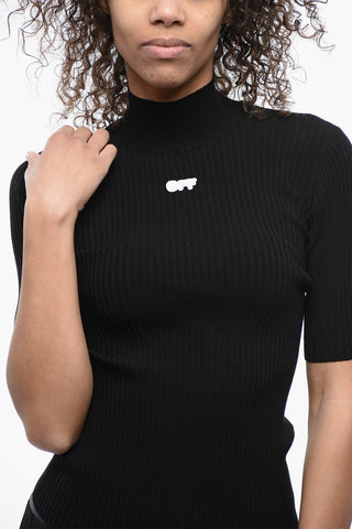 Ribbed Knit Top with Logoed Patch