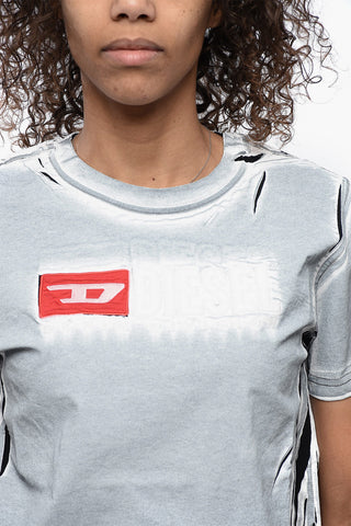 T-Shirt in Tessuto Spalmato con Stampa Trompe l'Oeil