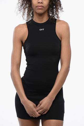 Stretchy Mini Dress with Racer Neck