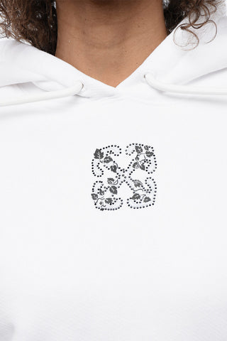 Brushed Cotton Cropped Hoodie with Rhinestone Embellished Logo