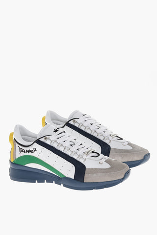 Leather Low Sneakers with Contrasting Details