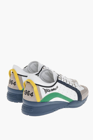 Leather Low Sneakers with Contrasting Details