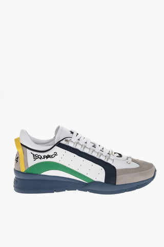 Leather Low Sneakers with Contrasting Details