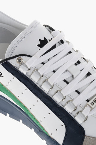 Leather Low Sneakers with Contrasting Details