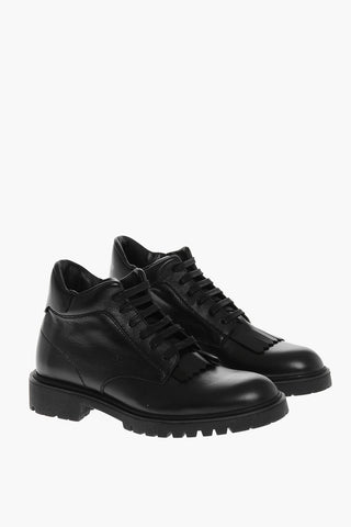 Leather Kiltie Ankle Boots